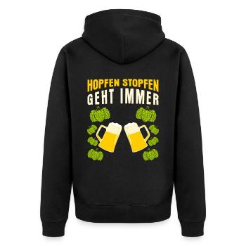 Bierbrauer Hopfenstopfen Brauerei Bier - Unisex Premium Bio Zip Hoodie - Schwarz - Hinten - Nico (187cm)