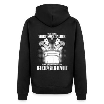 Bierbrauer Hopfen Malz Bier Brauerei - Unisex Premium Bio Zip Hoodie - Schwarz - Hinten - Nico (187cm)