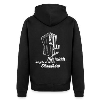 Strandkorb für den Garten Strandkörbe - Unisex Premium Bio Zip Hoodie - Schwarz - Hinten - Nico (187cm)
