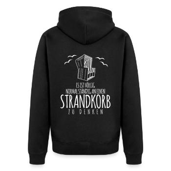 Strandkorb Nordsee Ostsee Strandkörbe - Unisex Premium Bio Zip Hoodie - Schwarz - Hinten - Nico (187cm)