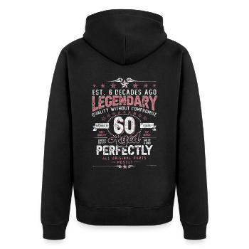Vintage 60 Aged Perfectly Women on their 60th Birthday - Unisex Premium Organic Zip Hoodie - black - Back - Nico (187cm)