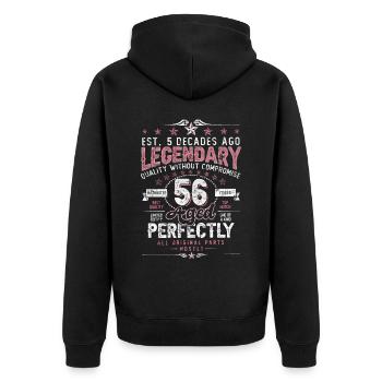 Vintage 56 Aged Perfectly Women on 56th Birthday - Unisex Premium Organic Zip Hoodie - black - Back - Nico (187cm)