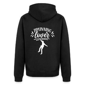 Ziplining Liebhaber Seilrutsche Sport Zipline - Unisex Premium Bio Zip Hoodie - Schwarz - Hinten - Nico (187cm)