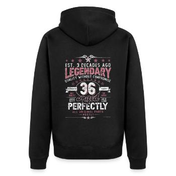 Vintage 36 Aged Perfectly Women on 36th Birthday - Unisex Premium Organic Zip Hoodie - black - Back - Nico (187cm)