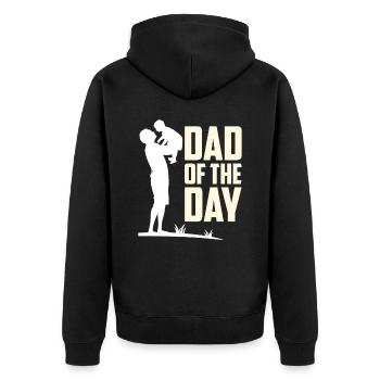 Vater Des Tages Sprüche Papa Vater Tag Papi - Unisex Premium Bio Zip Hoodie - Schwarz - Hinten - Nico (187cm)