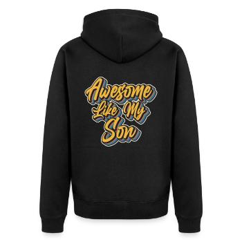 Fantastisch Wie Mein Sohn Vater Papi Papa Sprüche - Unisex Premium Bio Zip Hoodie - Schwarz - Hinten - Nico (187cm)