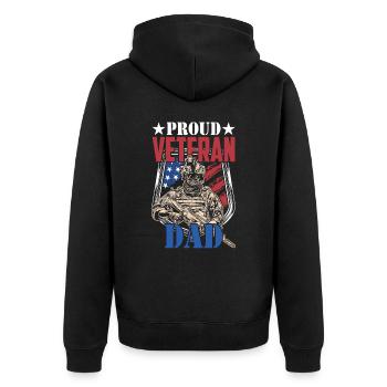 Proud Veteran Dad Father Day Father Sayings Daddy - Unisex Premium Organic Zip Hoodie - black - Back - Nico (187cm)