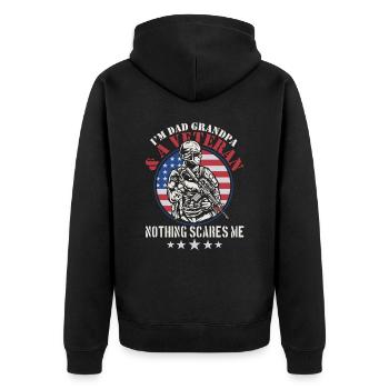 Bin Papa Opa Und Veteran Nichts Macht Mir Angst - Unisex Premium Bio Zip Hoodie - Schwarz - Hinten - Nico (187cm)