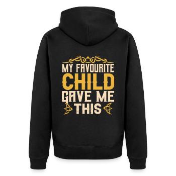 Mein Lieblingskind Hat Mir Das Geschenkt Papa - Unisex Premium Bio Zip Hoodie - Schwarz - Hinten - Nico (187cm)