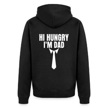 Hallo Hungrig Ich Bin Papa Vater Tag Vater Papi - Unisex Premium Bio Zip Hoodie - Schwarz - Hinten - Nico (187cm)