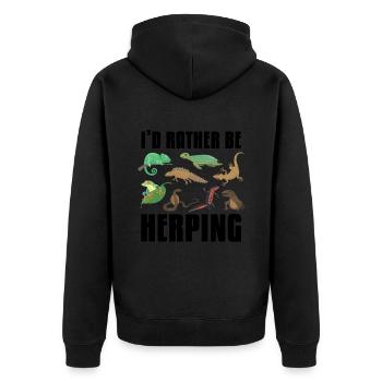I would rather ping reptile amphibians - Unisex Premium Organic Zip Hoodie - black - Back - Nico (187cm)