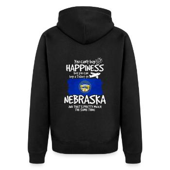 Nebraska - Unisex Premium Bio Zip Hoodie - Schwarz - Hinten - Nico (187cm)