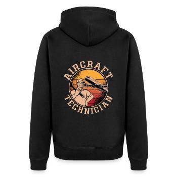 Fluggerätmechaniker Fluggerättechniker Luftfahrt - Unisex Premium Bio Zip Hoodie - Schwarz - Hinten - Nico (187cm)