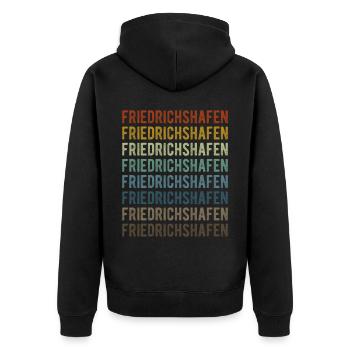 Friedrichshafen Stadt Retro Vintage - Unisex Premium Bio Zip Hoodie - Schwarz - Hinten - Nico (187cm)