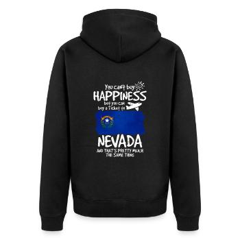 Nevada - Unisex Premium Organic Zip Hoodie - black - Back - Nico (187cm)