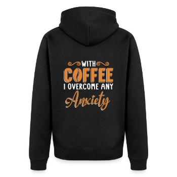 Psychische Kaffee Gesundheit Mental Kaffetrinker - Unisex Premium Bio Zip Hoodie - Schwarz - Hinten - Nico (187cm)