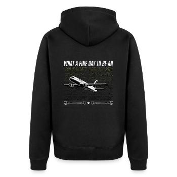 Aircraft mechanic, what a good day - Unisex Premium Organic Zip Hoodie - black - Back - Nico (187cm)