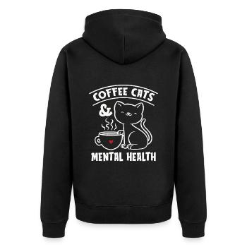 Café mental Santé mentale Buveurs de café - Veste à capuche bio Premium Unisexe - noir - Dos - Nico (187cm)