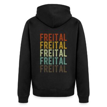 Freital Stadt Retro Vintage - Unisex Premium Bio Zip Hoodie - Schwarz - Hinten - Nico (187cm)