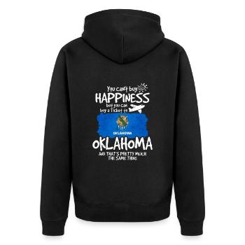 Oklahoma - Unisex Premium Bio Zip Hoodie - Schwarz - Hinten - Nico (187cm)