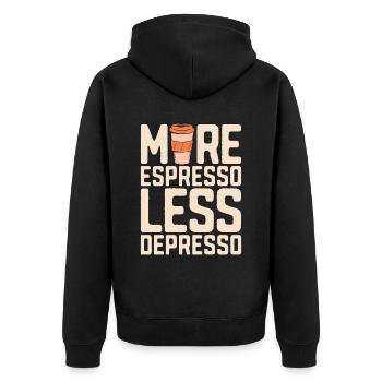 Mental Gesundheit Psychische Kaffee Kaffetrinker - Unisex Premium Bio Zip Hoodie - Schwarz - Hinten - Nico (187cm)