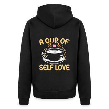 Kaffee Mental Psychische Gesundheit Kaffetrinker - Unisex Premium Bio Zip Hoodie - Schwarz - Hinten - Nico (187cm)