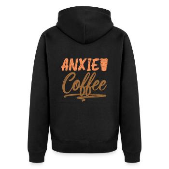 Mental Gesundheit Kaffetrinker Psychische Kaffee - Unisex Premium Bio Zip Hoodie - Schwarz - Hinten - Nico (187cm)