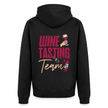 Sommelier Wine Drinking Tasting - Unisex Premium Bio Zip Hoodie - Schwarz - Hinten - Nico (187cm)