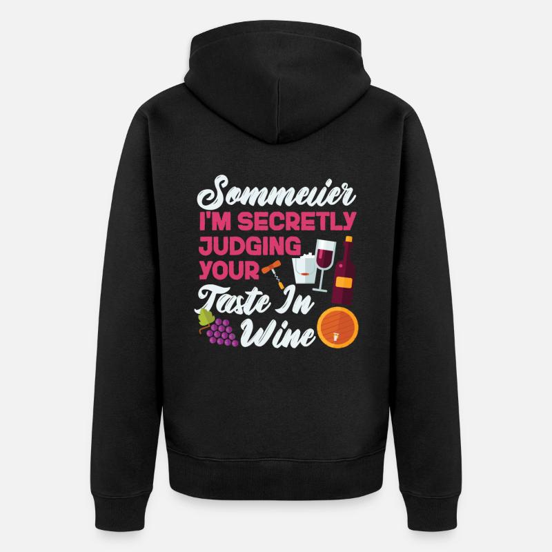 Sommelier Wine Drinking Tasting - Unisex Premium Bio Zip Hoodie - Schwarz