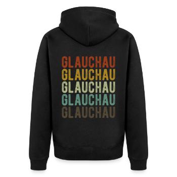 Glauchau Stadt Retro Vintage - Unisex Premium Bio Zip Hoodie - Schwarz - Hinten - Nico (187cm)
