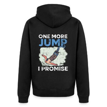 Noch einen Sprung verspreche ich Adrenalin Bungee Jumper - Unisex Premium Bio Zip Hoodie - Schwarz - Hinten - Nico (187cm)