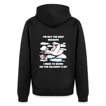 Midwife ObstetricIan - Unisex Premium Organic Zip Hoodie - black - Back - Nico (187cm)