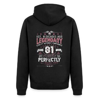 Vintage 81 Aged Perfectly Women on 81st Birthday - Unisex Premium Organic Zip Hoodie - black - Back - Nico (187cm)
