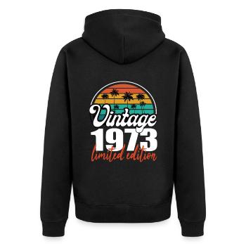Vintage Geburtstag Geburtstag Retro 1973 Limited - Unisex Premium Bio Zip Hoodie - Schwarz - Hinten - Nico (187cm)