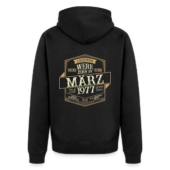 March 1977 Birthday Man - Unisex Premium Organic Zip Hoodie - black - Back - Nico (187cm)