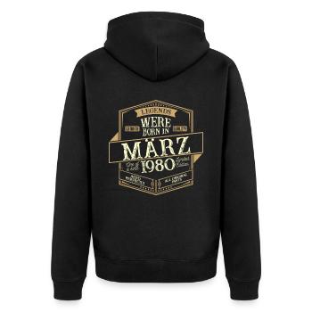 March 1980 Birthday Man - Unisex Premium Organic Zip Hoodie - black - Back - Nico (187cm)
