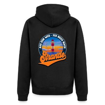 Strande - Unisex Premium Bio Zip Hoodie - Schwarz - Hinten - Nico (187cm)