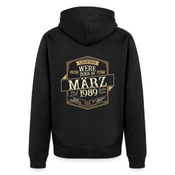 March 1989 Birthday Man - Unisex Premium Organic Zip Hoodie - black - Back - Nico (187cm)