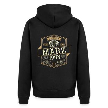 March 1993 Birthday Man - Unisex Premium Organic Zip Hoodie - black - Back - Nico (187cm)