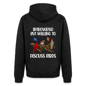 Introverted Birds Introvertiert Geschenk - Unisex Premium Bio Zip Hoodie - Schwarz - Hinten - Nico (187cm)