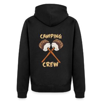 Camping Crew Camper Geschenk - Unisex Premium Bio Zip Hoodie - Schwarz - Hinten - Nico (187cm)