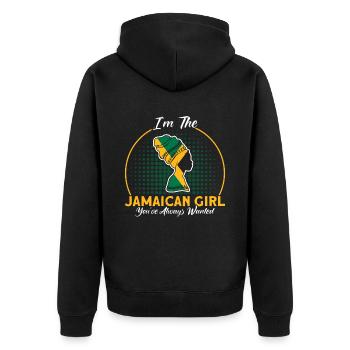 Jamaika Jamaikanische Flagge Geschenk - Unisex Premium Bio Zip Hoodie - Schwarz - Hinten - Nico (187cm)