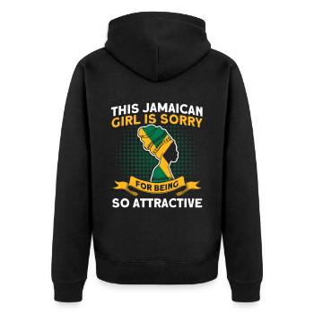 Jamaika Jamaikanische Flagge Geschenk - Unisex Premium Bio Zip Hoodie - Schwarz - Hinten - Nico (187cm)