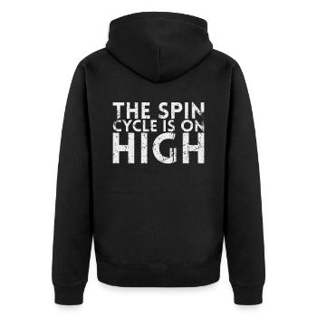 Der Spin-zyklus Ist Hoch Für Pickleball-spieler - Unisex Premium Bio Zip Hoodie - Schwarz - Hinten - Nico (187cm)