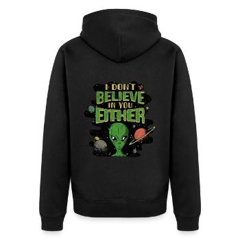 Alien Galaxy Ufo Außerirdische Raumschiff Weltall - Unisex Premium Bio Zip Hoodie - Schwarz - Hinten - Nico (187cm)