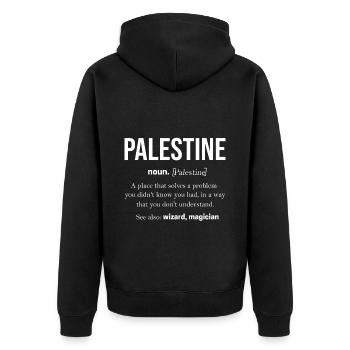 Palästina Geschenk Free Palestine Gaza Streifen - Unisex Premium Bio Zip Hoodie - Schwarz - Hinten - Nico (187cm)