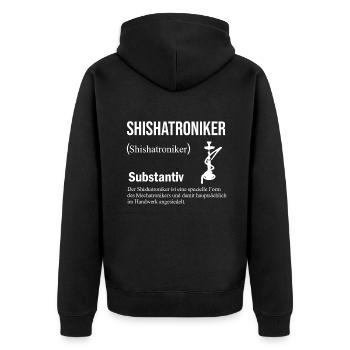 Shisha Tshirt Herren Damen Wasserpfeife Pfeife - Unisex Premium Bio Zip Hoodie - Schwarz - Hinten - Nico (187cm)