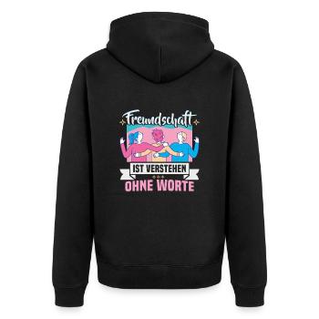Freundschafts Geschenk für guten Freund - Unisex Premium Bio Zip Hoodie - Schwarz - Hinten - Nico (187cm)