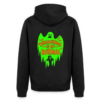 Halloween Tshirt Halloweenparty Mörder Killer Tod - Unisex Premium Bio Zip Hoodie - Schwarz - Hinten - Nico (187cm)