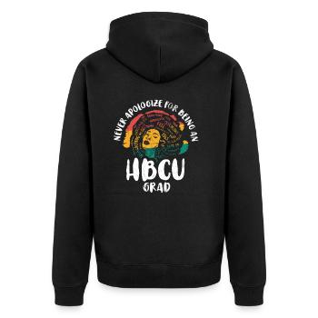 Entschuldigen Sie Sich Niemals Dafür, Ein - Unisex Premium Bio Zip Hoodie - Schwarz - Hinten - Nico (187cm)